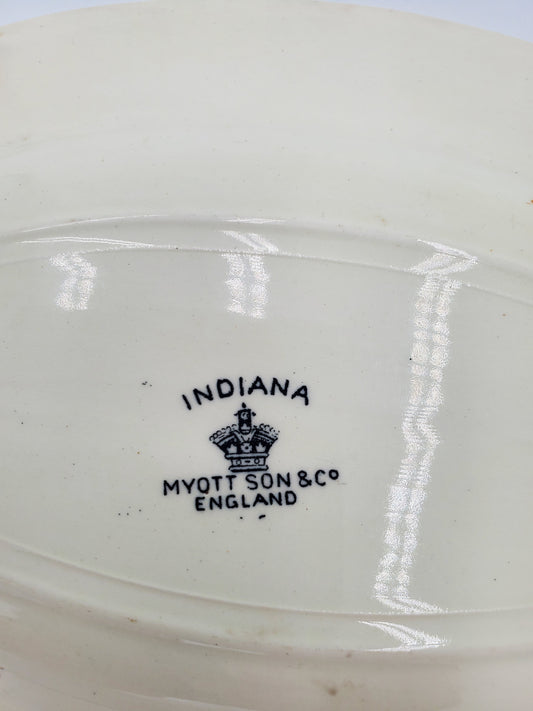 Small Black & White Oval Pagoda Transferware Dish