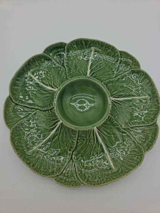 Bordallo Pinheiro Green Cabbage Leaf Dip Platter