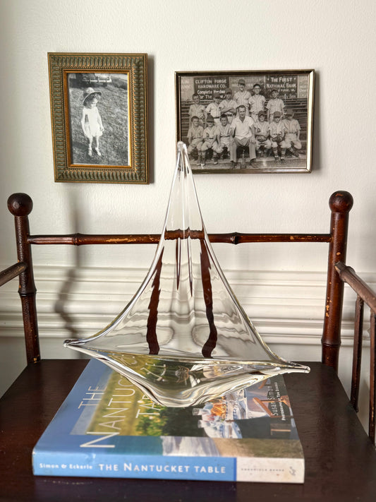 Mid-Century Modern Art Glass Sailboat Sculpture