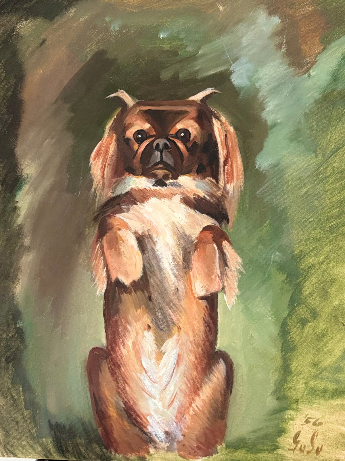 Original Artist Signed Dog Painting
