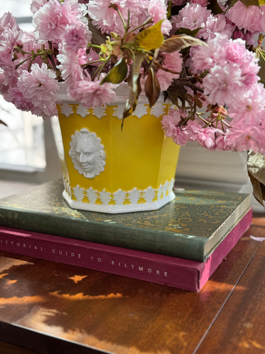 Yellow and White Mottahedeh Vista Alegre Planter