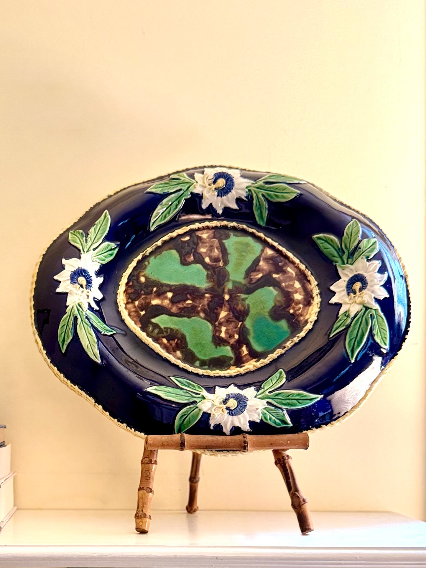 Cobalt Blue Majolica Bread Plate