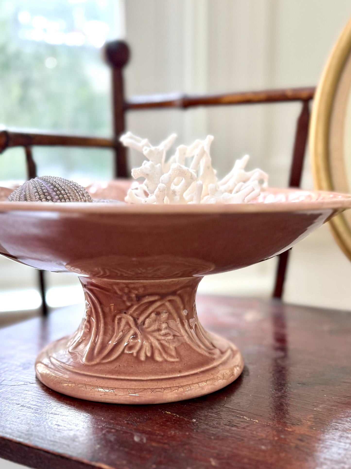 Antique Majolica Compote