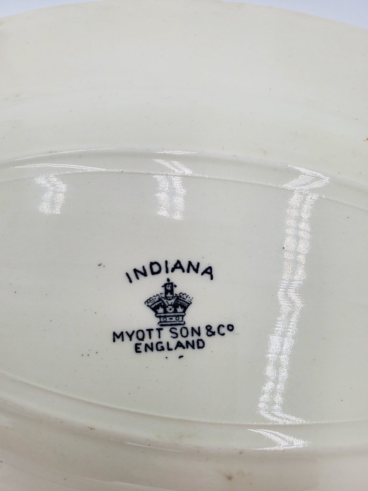 Small Black & White Oval Pagoda Transferware Dish