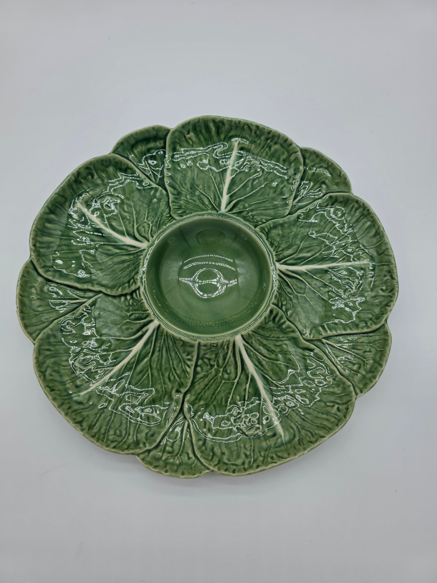 Bordallo Pinheiro Green Cabbage Leaf Dip Platter