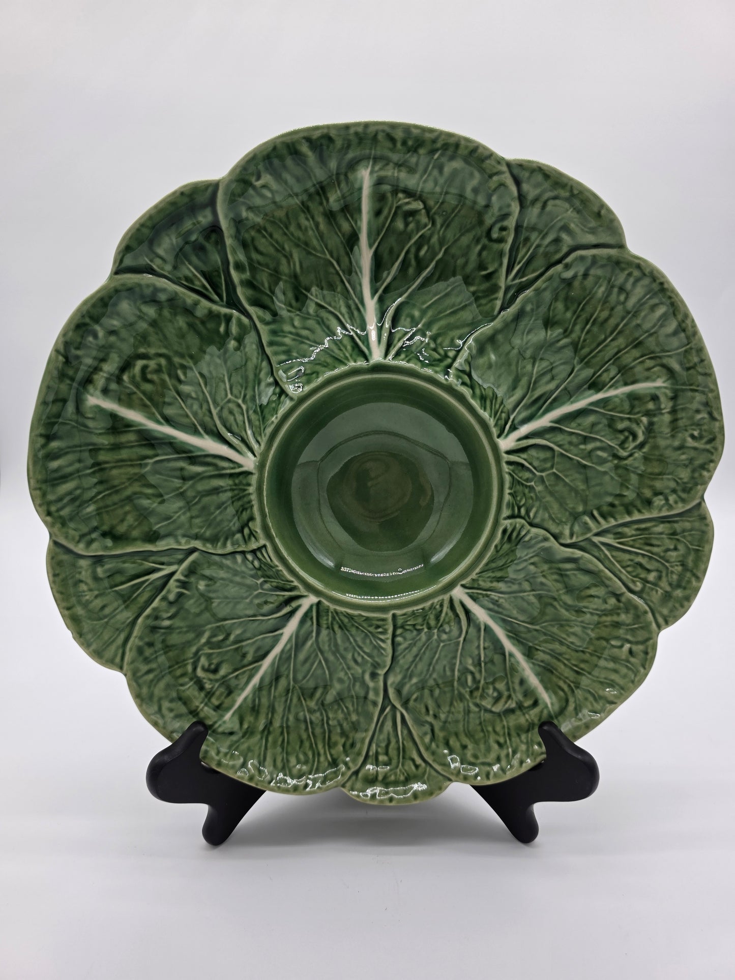 Bordallo Pinheiro Green Cabbage Leaf Dip Platter