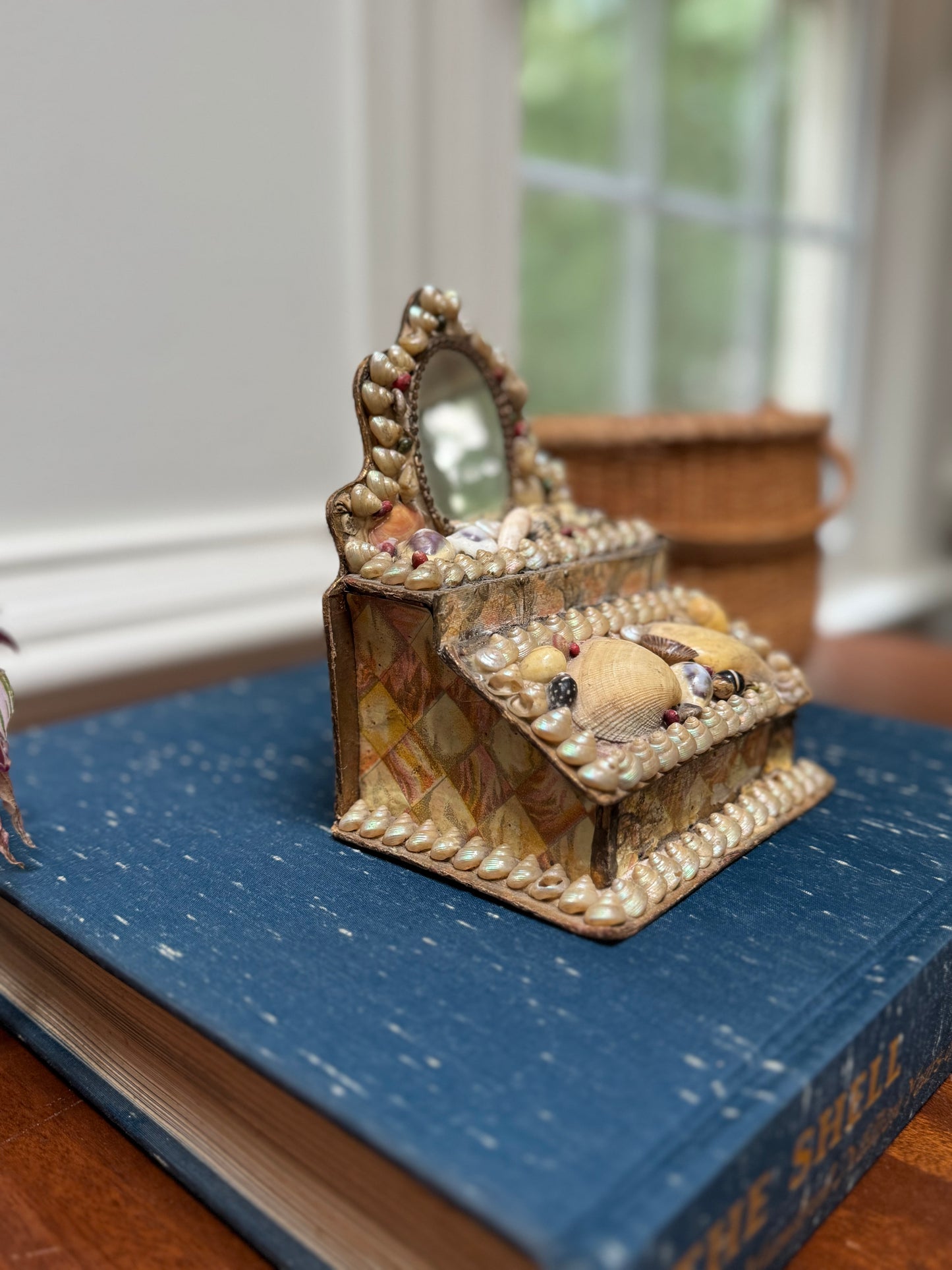 Antique Victorian Sailor's Valentine Dresser Box