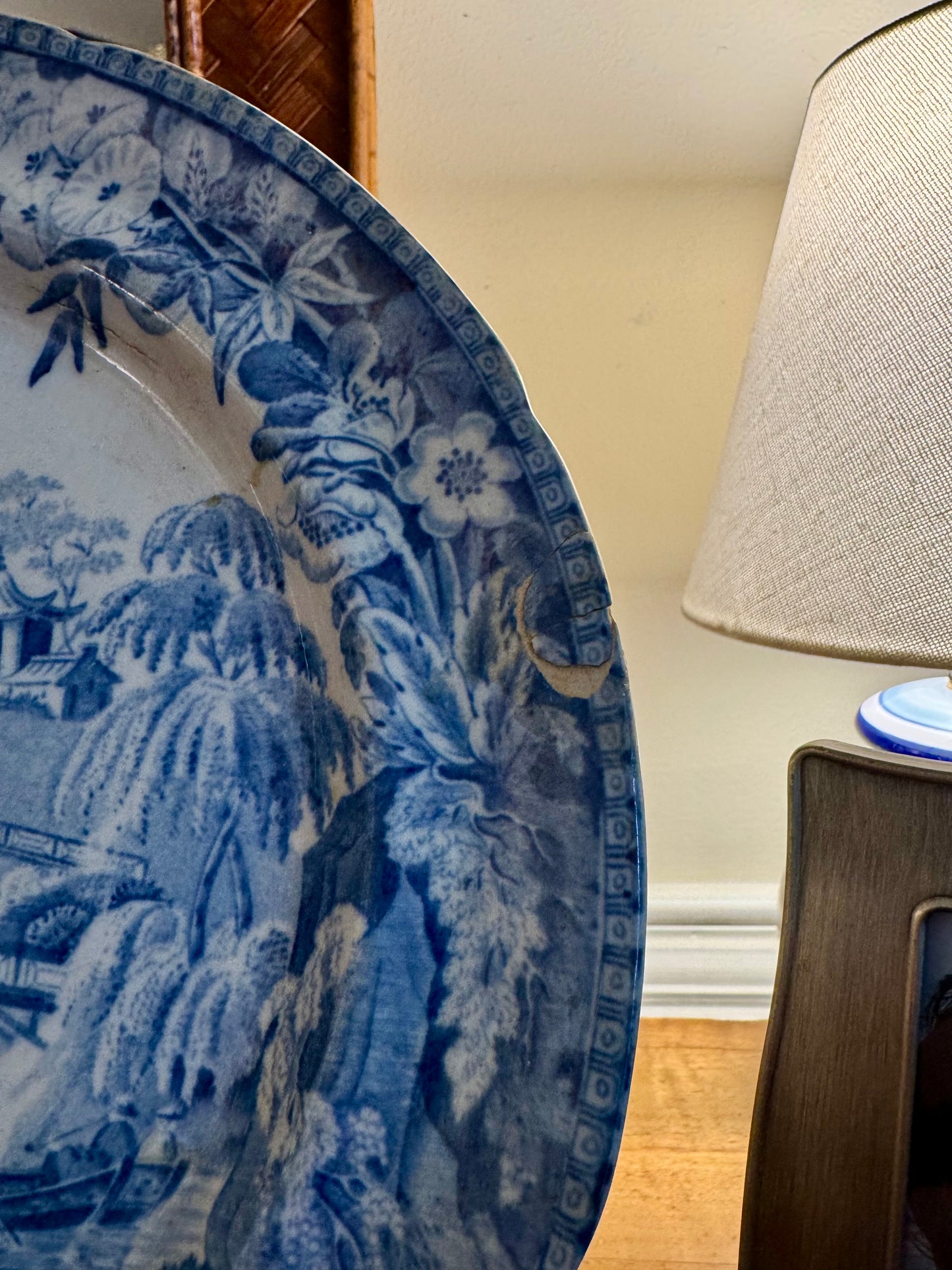 Antique Davenport “High Bridge” Blue and White Plate