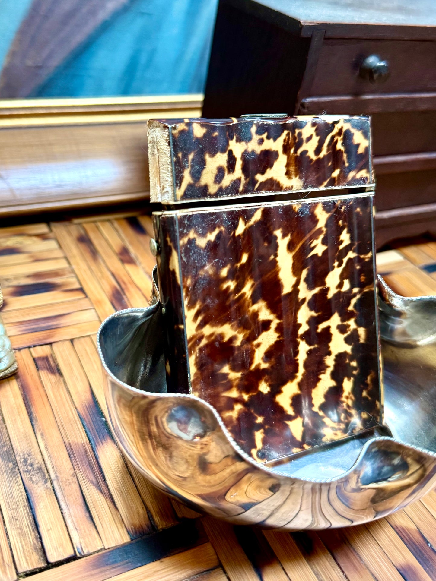 Antique Tortoiseshell Calling Card Holder