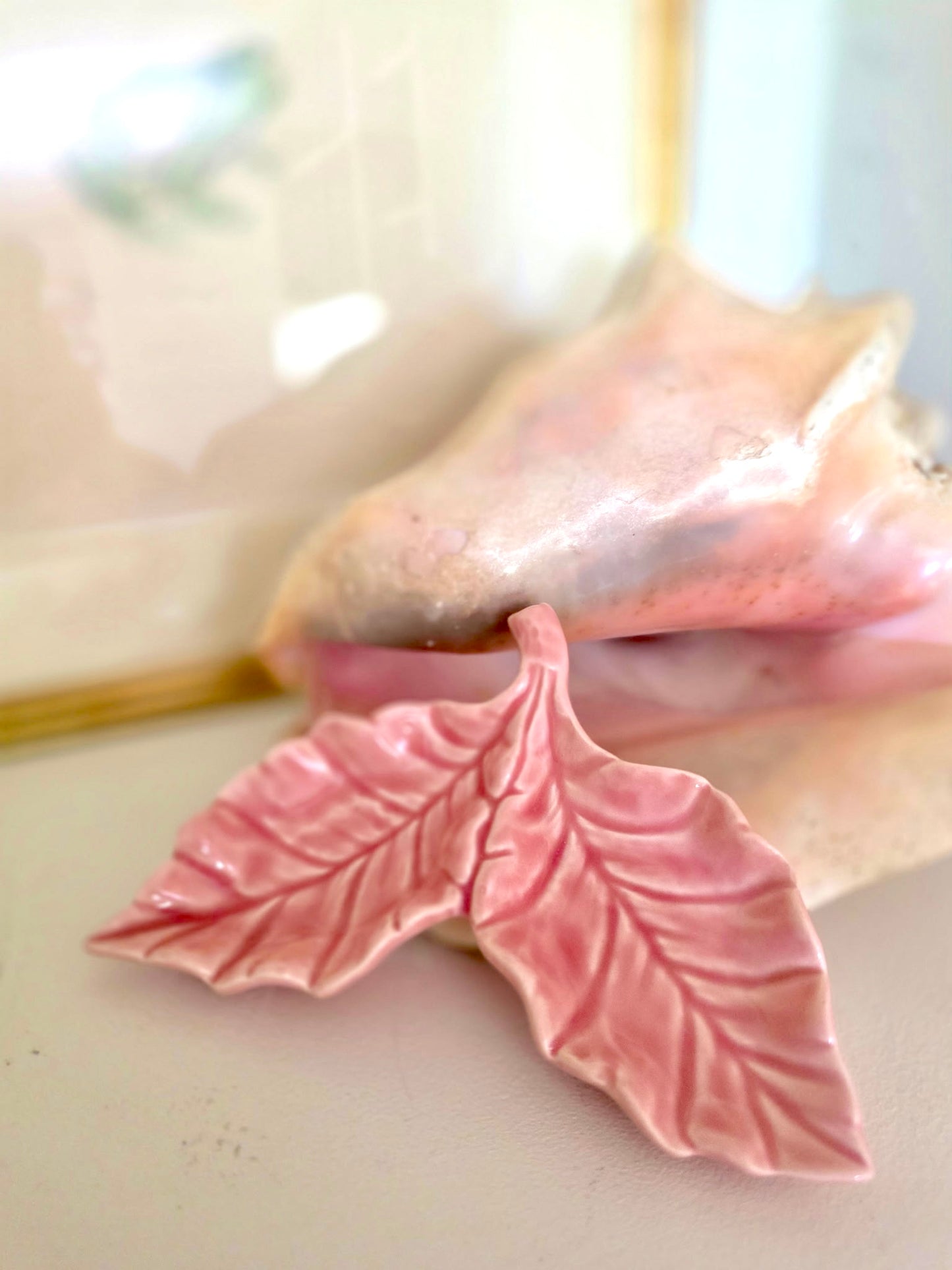 Bordallo Pinheiro Pink Leaves Dish