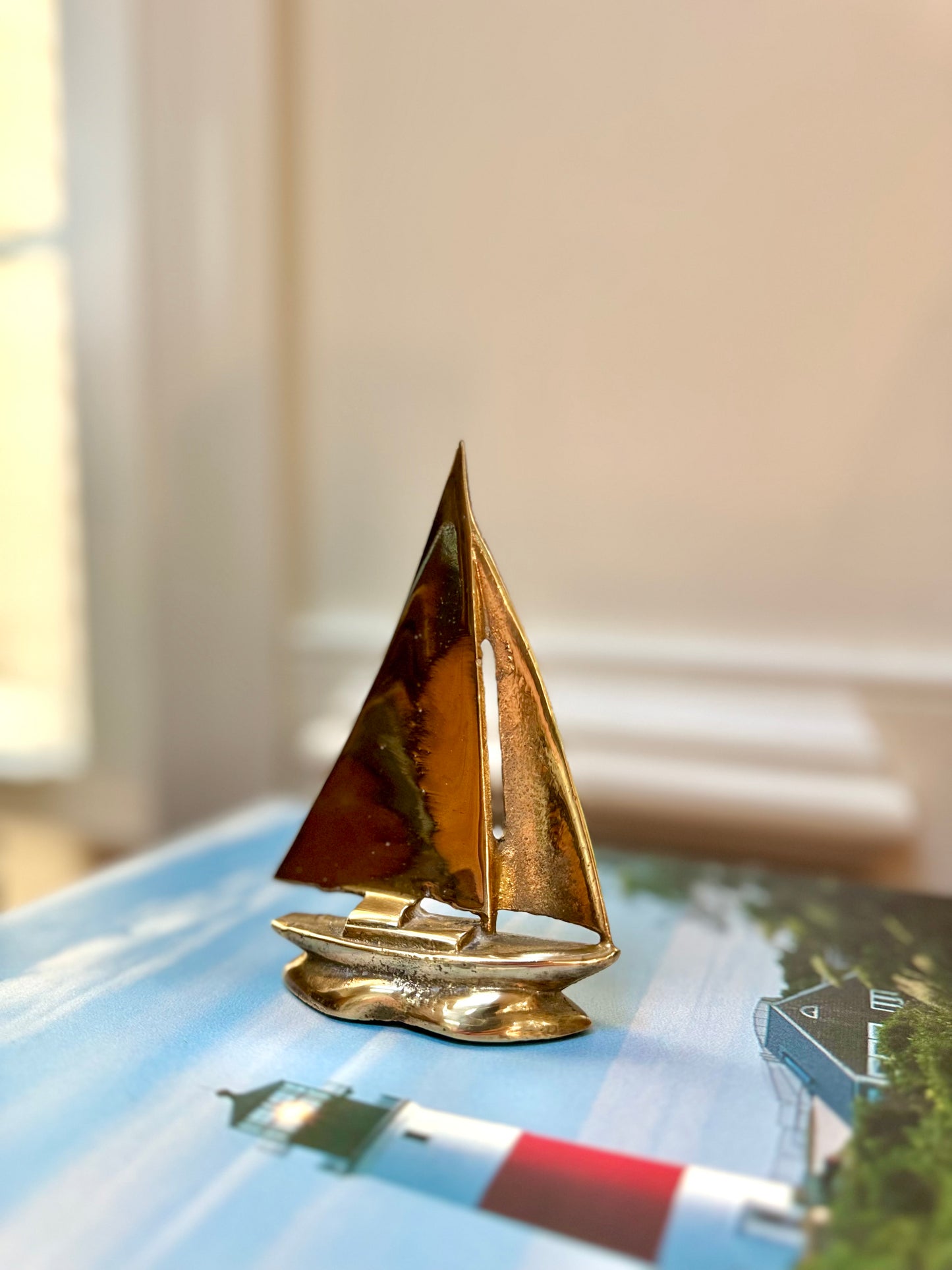 Mini Brass Sailboat Figurine