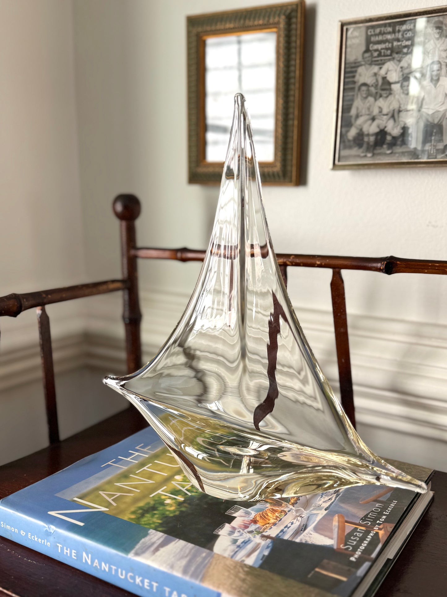 Mid-Century Modern Art Glass Sailboat Sculpture