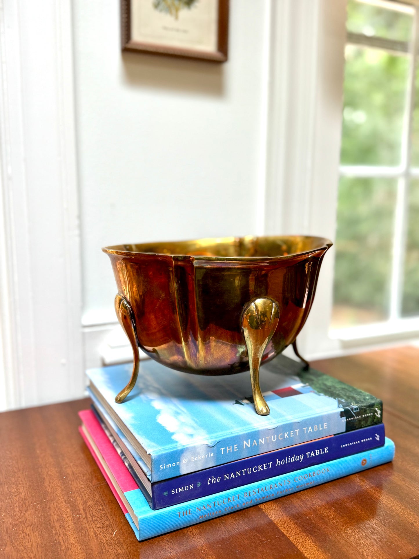 Footed Brass Scalloped Jardiniere