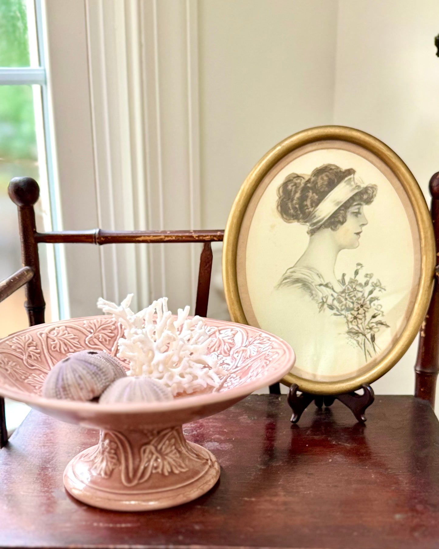Antique Majolica Compote