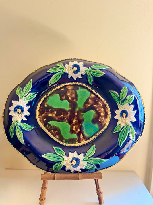 Cobalt Blue Majolica Bread Plate