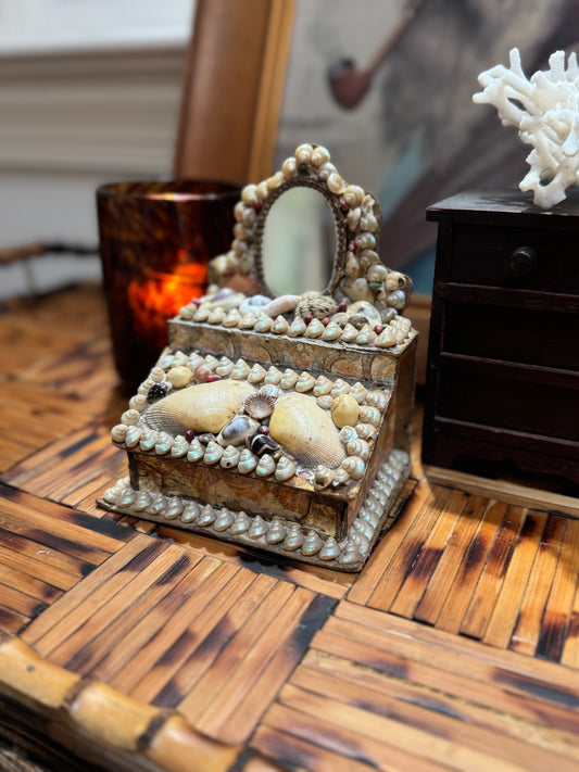 Antique Victorian Sailor's Valentine Dresser Box