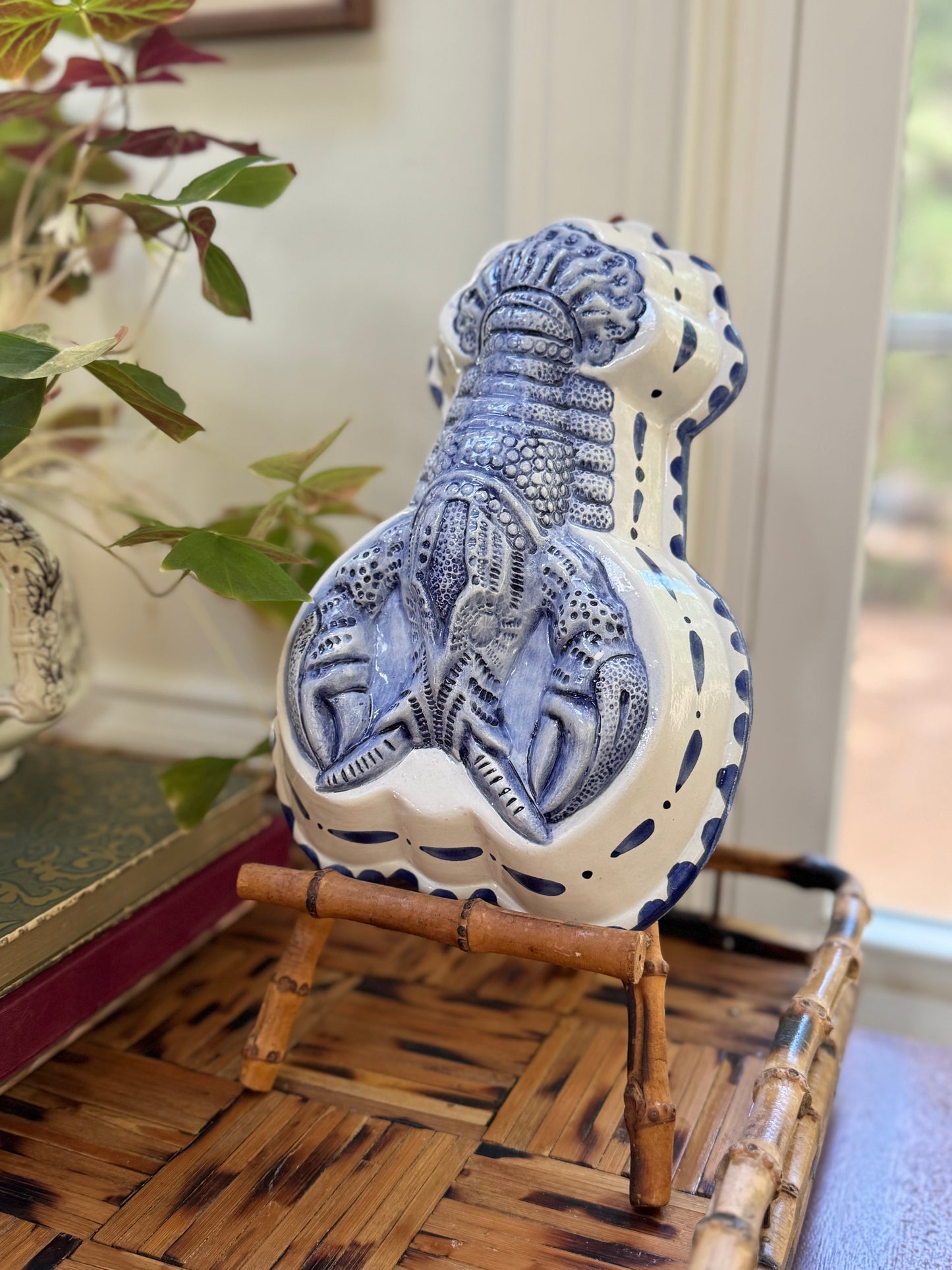 Blue and While Ceramic Lobster Mold, Made in Italy.