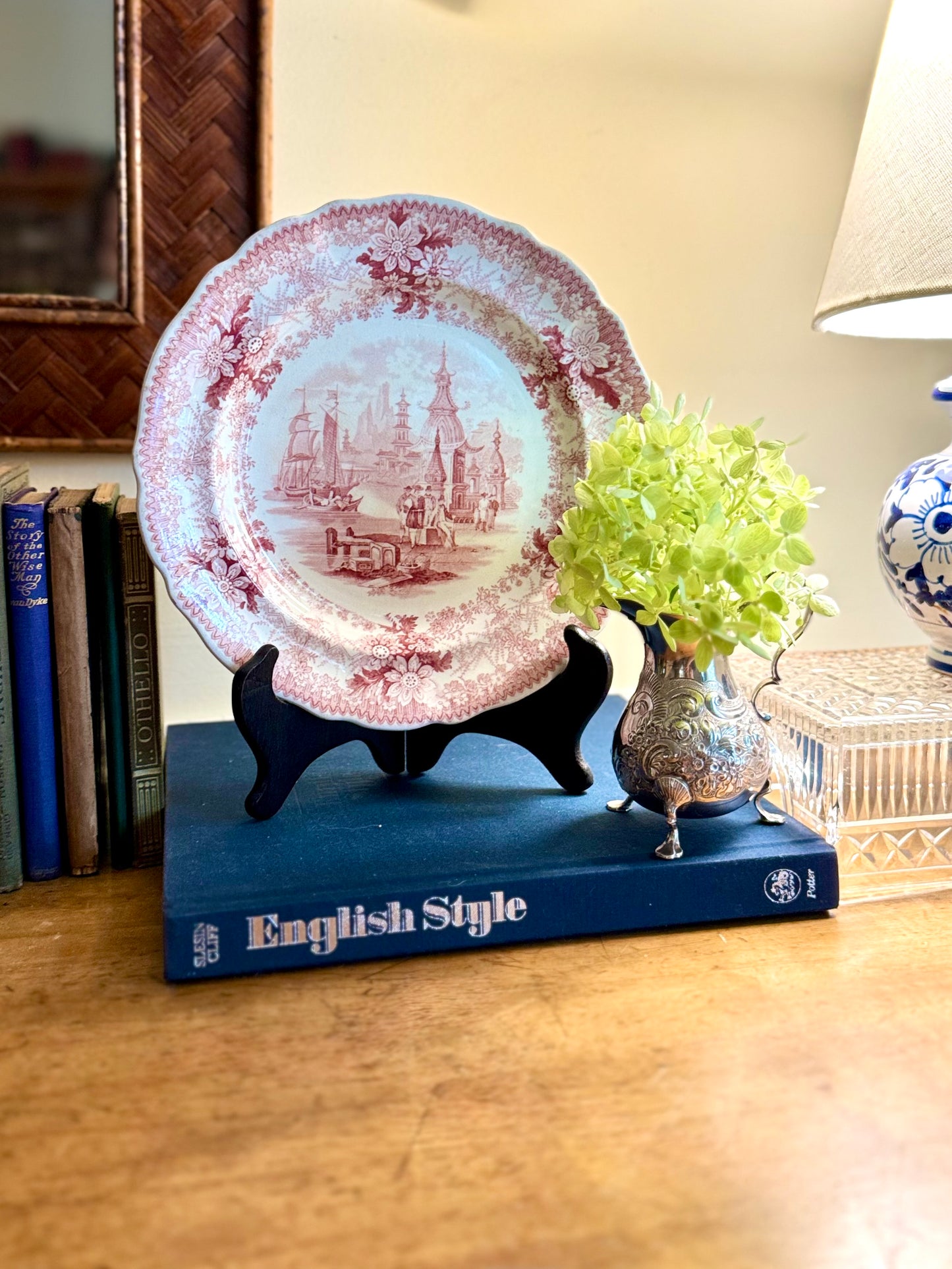 Antique Nantucket Red Coastal Transferware Plate