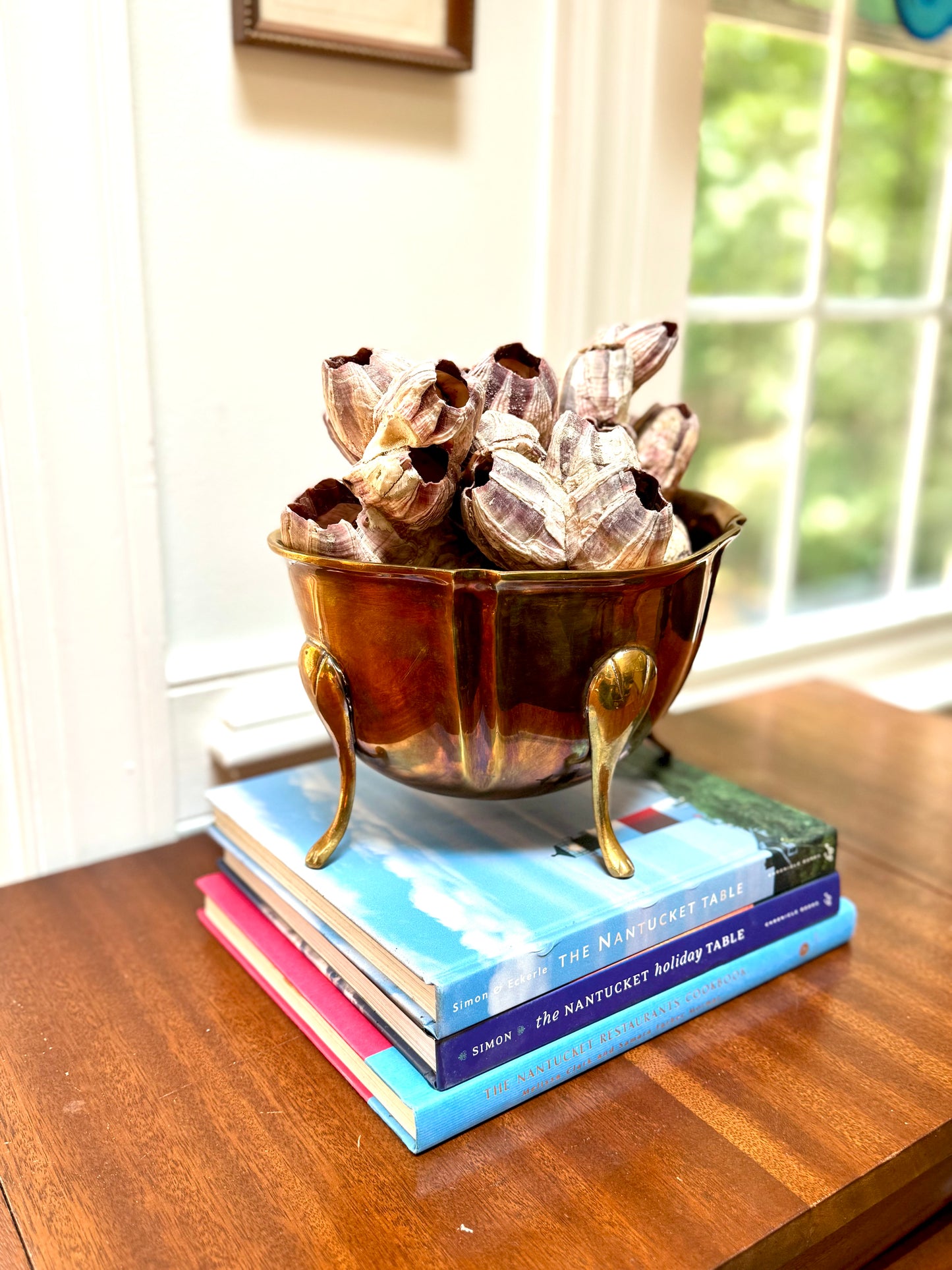 Footed Brass Scalloped Jardiniere